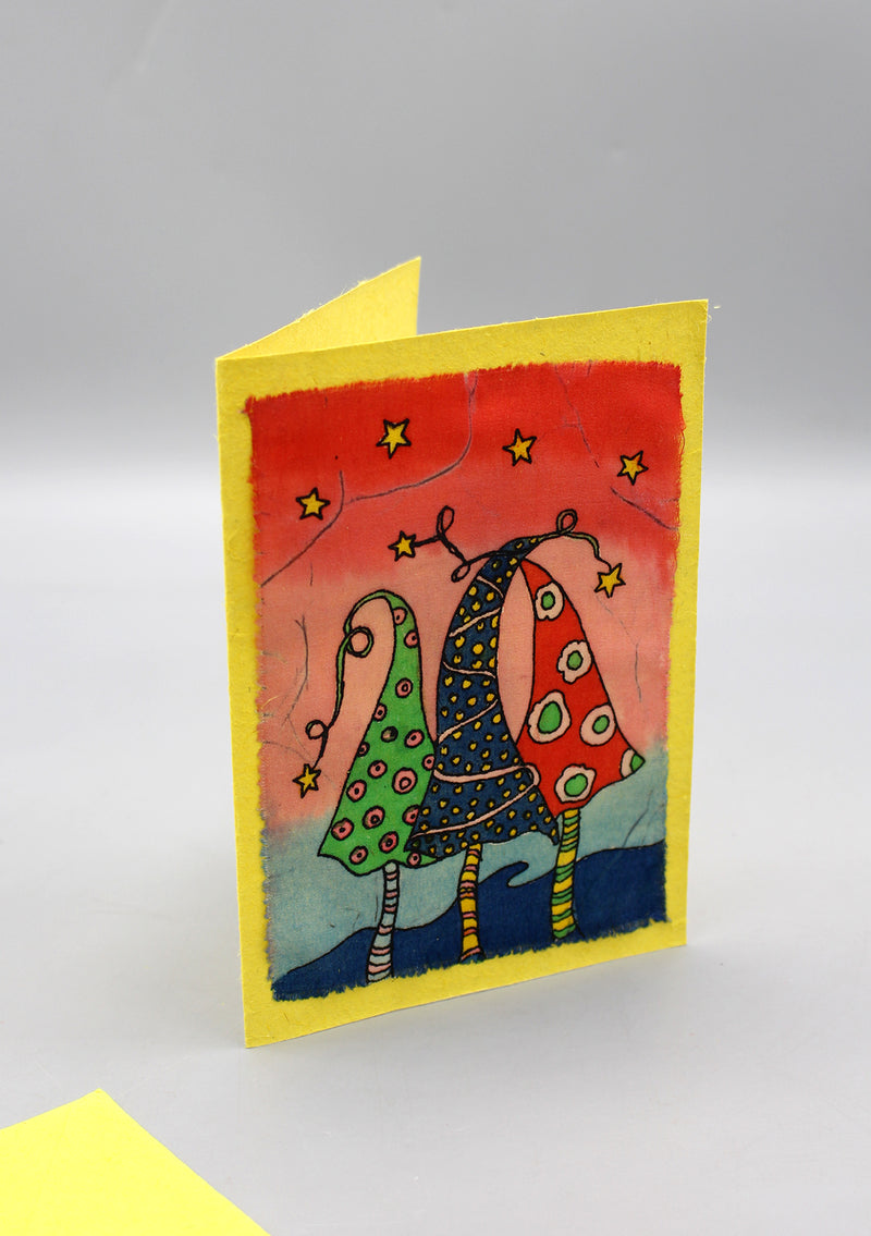 Fair Trade Batik Christmas Hats Greetings Card