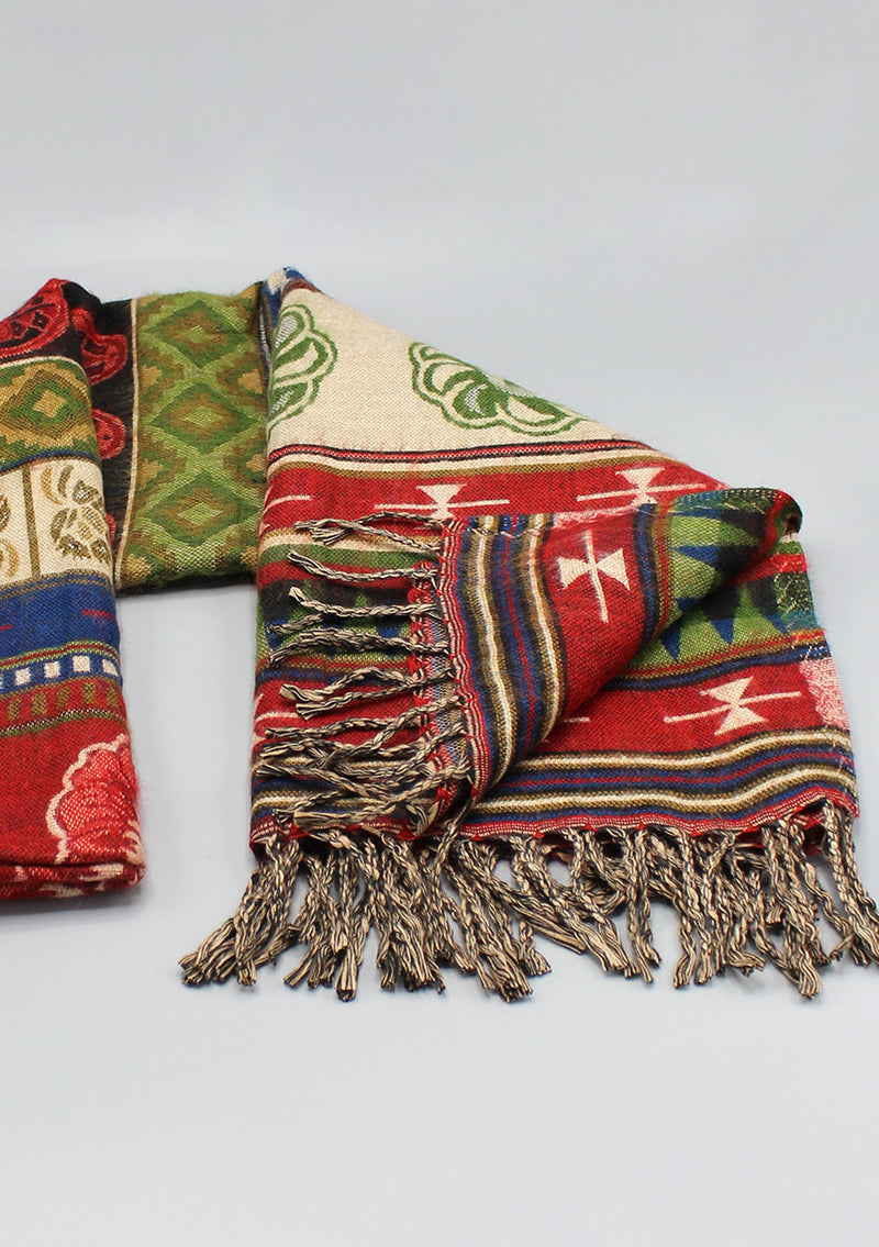 Paisley and Flower Design Hand Loomed Yak Wool Shawl