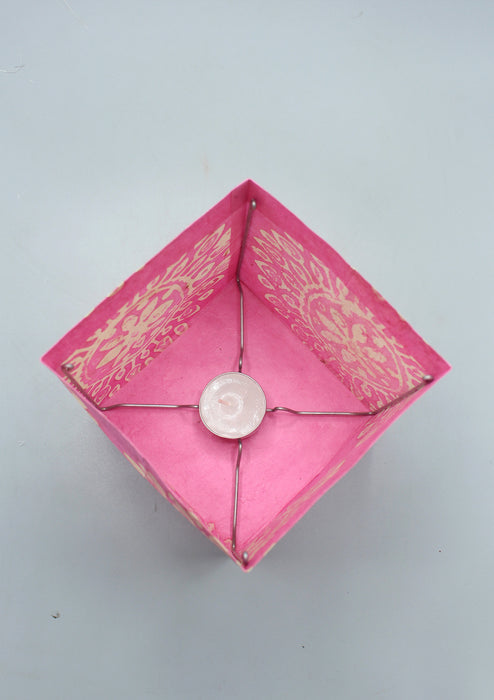 Handmade Mandala design Pink Lokta Paper Candle Lamp