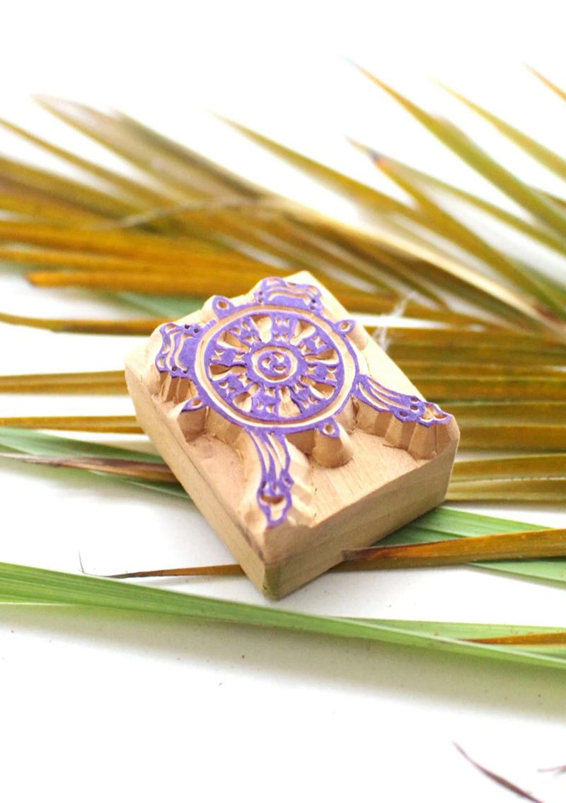 Tibetan Dharmachakra Wooden Stamp