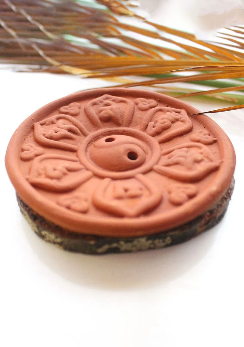 Om Mani Clay Incense Burner