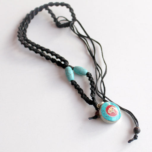 Small Round Turquoise Buddha Eye Pendant - nepacrafts