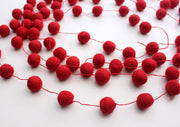 Red Christmas Felt Ball Pom Pom Hanging Nursery Decor - nepacrafts