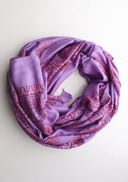 Hindu Om Printed Purple Cotton Meditation and Yoga Shawl - nepacrafts