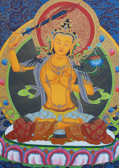 God of Wisdom Manjushree Thangka Painting