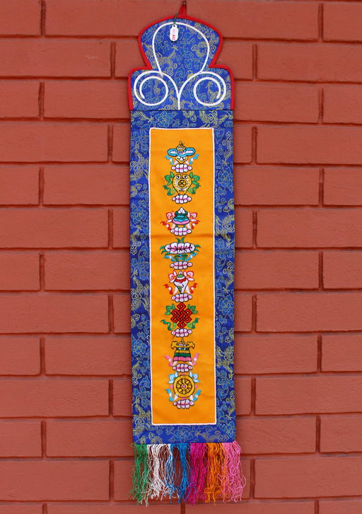 8 Auspicious Symbol Embroidery Wall Hanging - nepacrafts