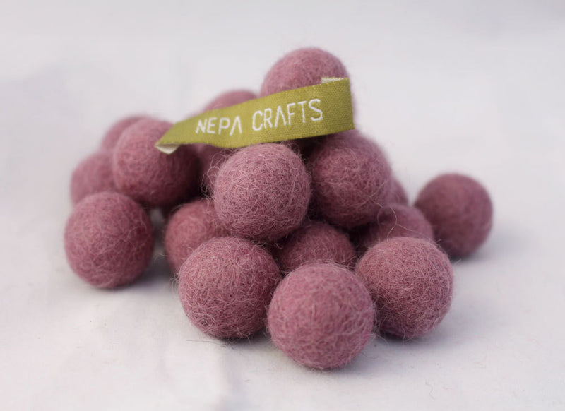 2cm/20mm Felt balls-Blue, Green, Lavender, Brown - nepacrafts