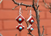 Square Shaped Floral Dangle Silver Earrings - nepacrafts