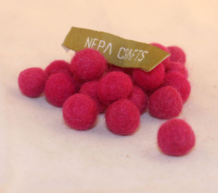 1cm Soft Felt Balls-Purple, Yellow, Pink, Dark Pink - nepacrafts
