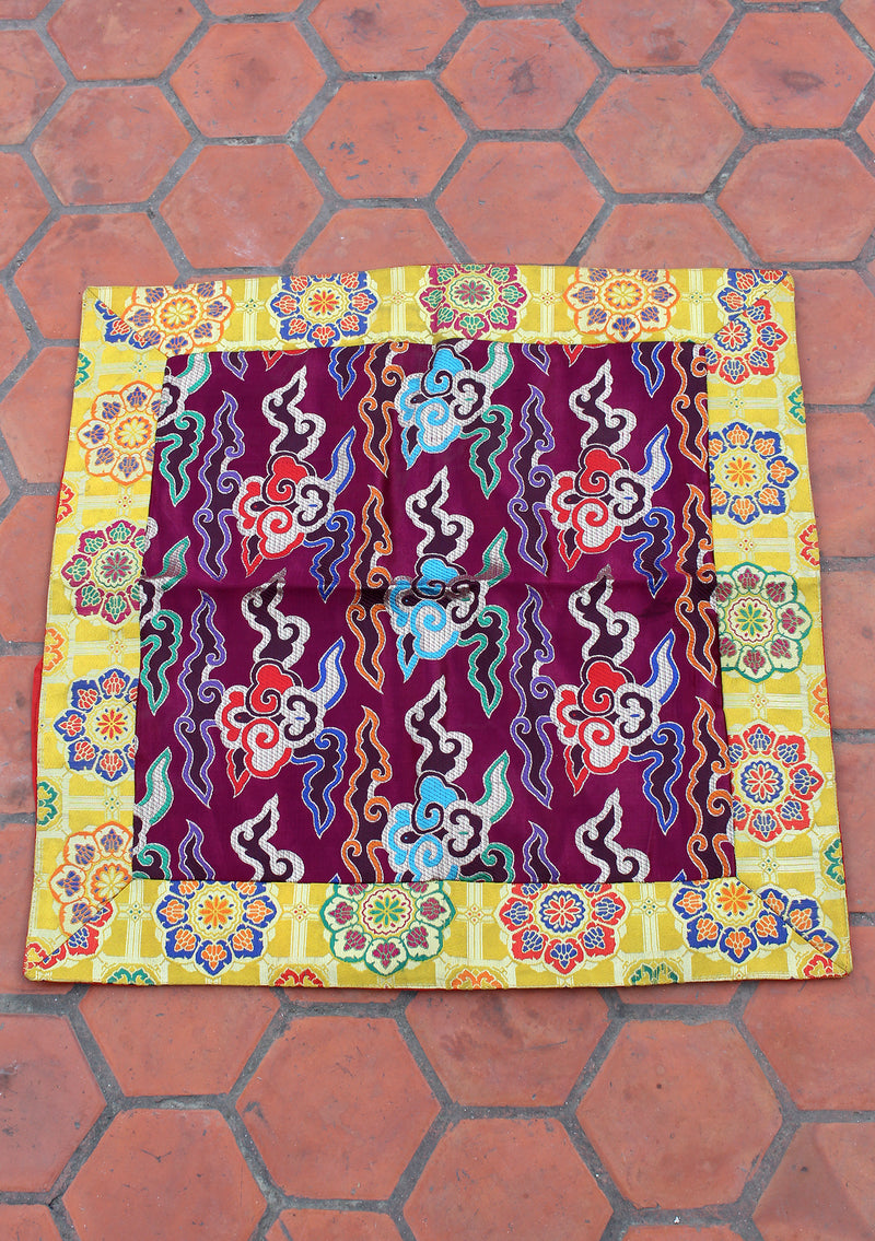 Brocade Framed Tibetan Symbol Altar Cloth