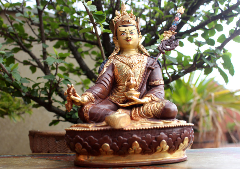 The Great Apostle Padmasambhava Statue-Gold Plated Copper Statue - nepacrafts