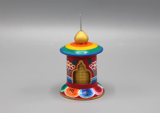 Mini Wooden Desktop Prayer Wheel Handcrafted and Painted in Nepal - nepacrafts