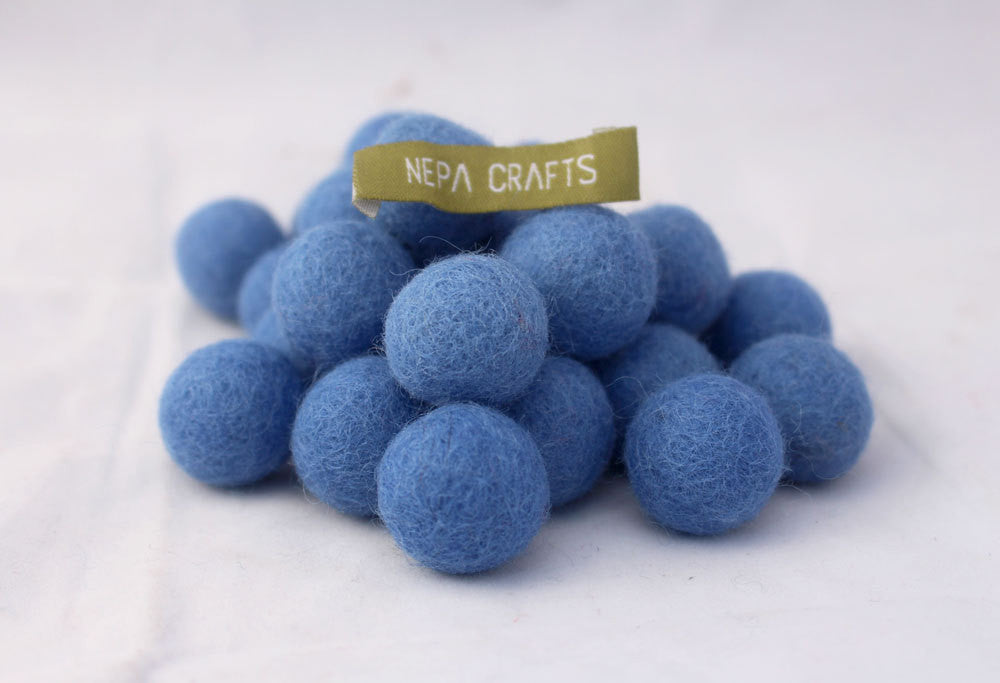 2cm/20mm Felt Balls-Blue, Pink, Beige, Brown, Navy Blue - nepacrafts