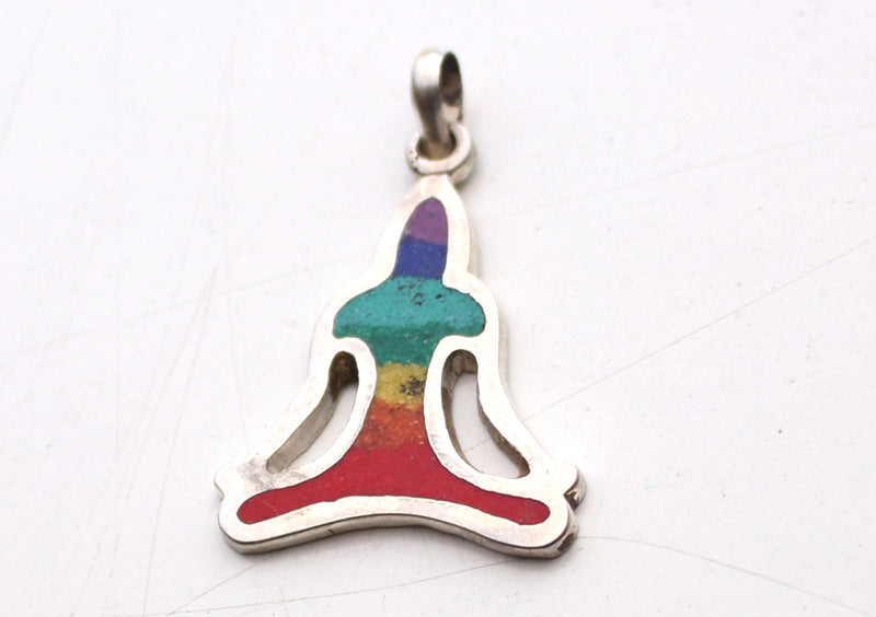 7 Chakra Meditating Buddha White Metal Pendant - nepacrafts