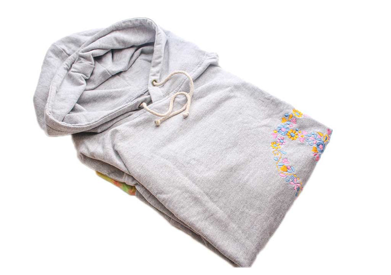 Cotton Women's Casual Hoodie Embroidered with Flower - nepacrafts