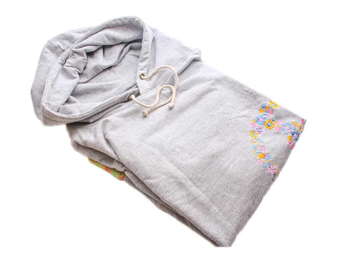 Cotton Women's Casual Hoodie Embroidered with Flower - nepacrafts