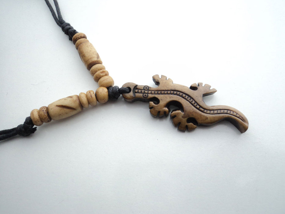 Handcrafted Bone Pendant Necklace-Crocodile - nepacrafts