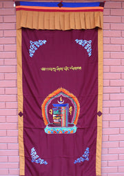 Heavy Embroidered Tibetan Kalachakra Door Curtain - nepacrafts