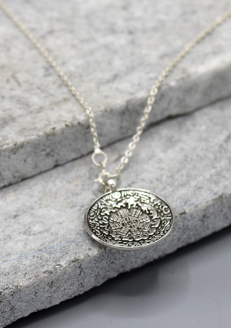 Tibetan Mandala and Om Carving Pendant - nepacrafts