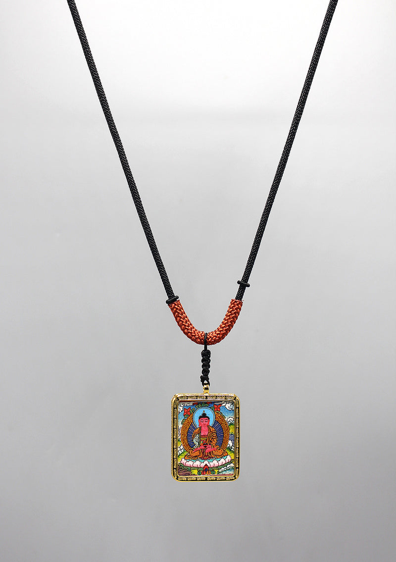 Tibetan Art Hand Painted Mini Amitabha Buddha Thangka Amulet