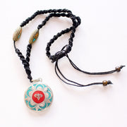 Inlaid Flower Buddha Eye Pendant - nepacrafts