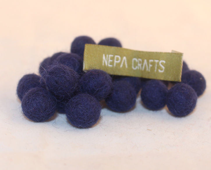1cm Felt Balls-Blue, Dark Blue, Brown, Pink - nepacrafts