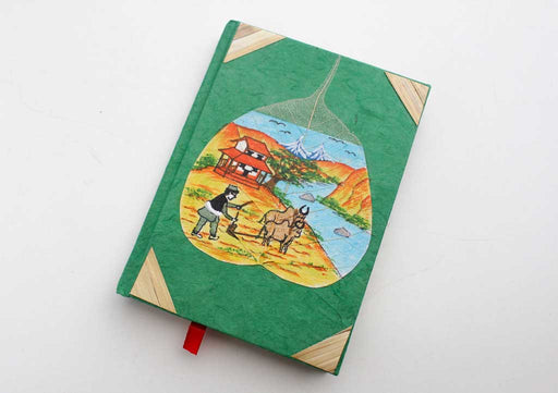 Nepalese Man Working in Field Painted Mini Journal - nepacrafts