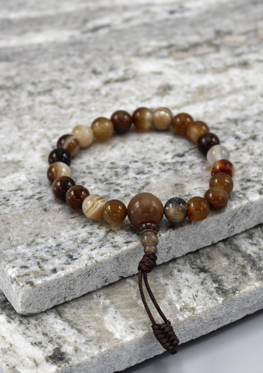 Brown Agate Beads Stretchable Bracelet - nepacrafts