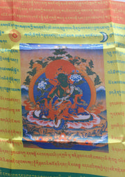 Bright Colored Green Tara Vertical Prayer Flags - nepacrafts