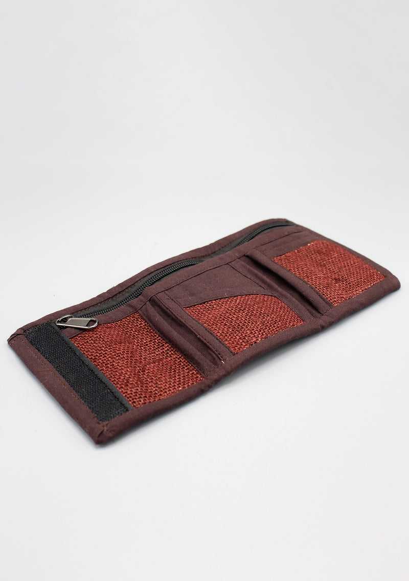 Ecofriendly Soft Hemp Chocolate Brown Color Tri Fold Wallet - nepacrafts