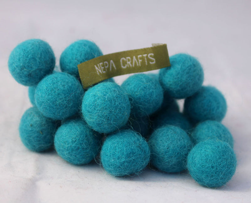 2cm/20mm Felt Balls-Brown, Orange, Turquoise, Green, Pink - nepacrafts