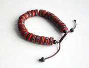 Red Inlaid Flat Bone Beads Bracelet - nepacrafts