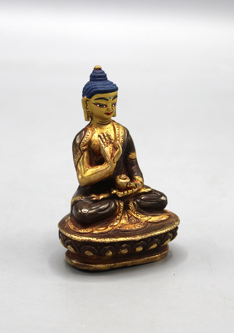 Partly Gold Plated Amoghasiddhi Buddha Statue 3"