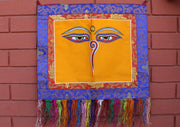 Wisdom Buddha Eyes Embroidery Wall Hanging - nepacrafts