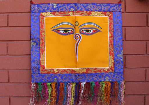 Wisdom Buddha Eyes Embroidery Wall Hanging - nepacrafts
