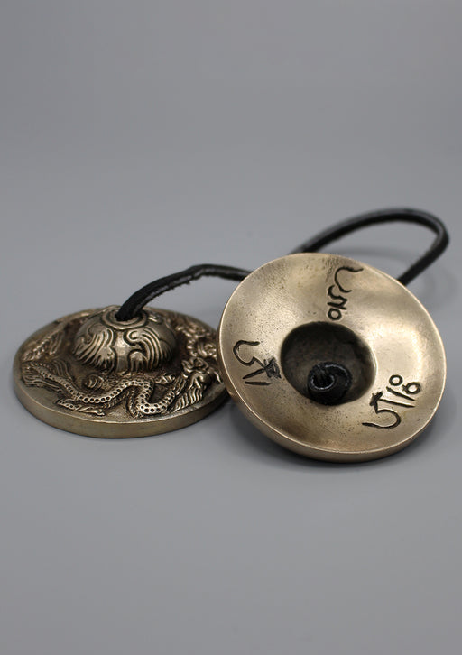 High Quality Buddhist Ritual Dragon Carved Tingsha - nepacrafts