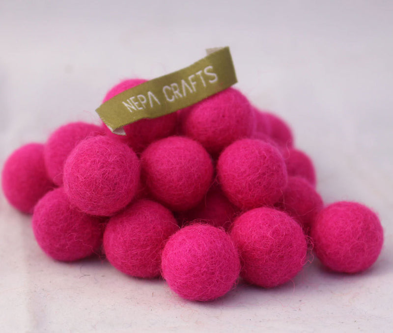 2cm/20mm Felt Balls-Brown, Orange, Turquoise, Green, Pink - nepacrafts