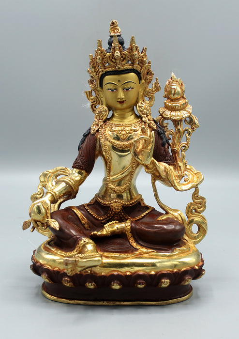 Gold Plated Nepalese Bodhisattva Statue 9"