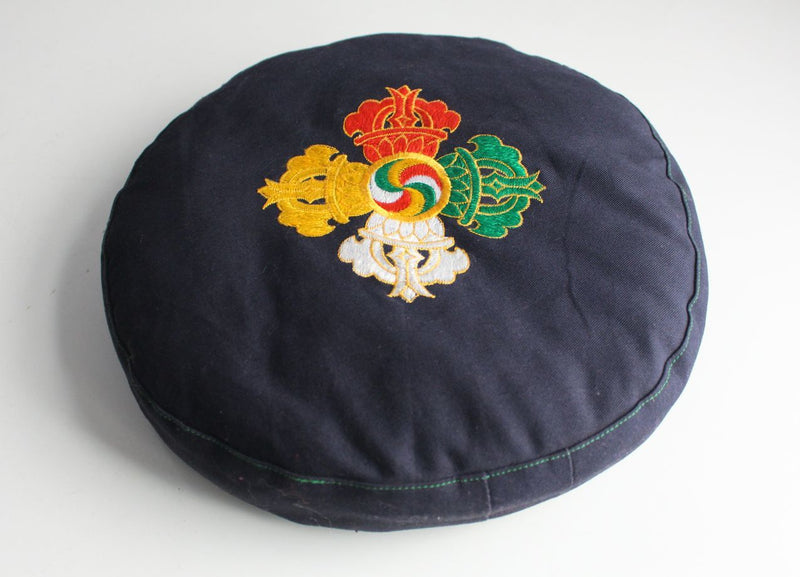 Double Dorjee Embroidered Round Meditation Cushion