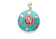 Tibetan Om Inlaid Om Mani Pendant - nepacrafts