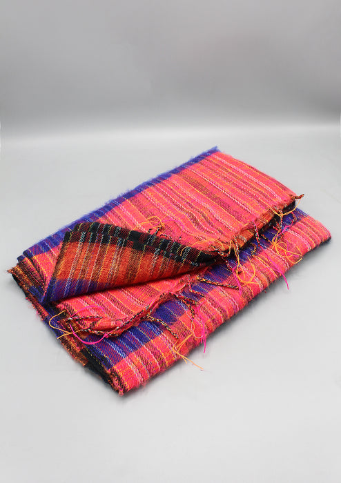 Purple Pink Multi-color Stripe Himalayan Yak Wool Shawl