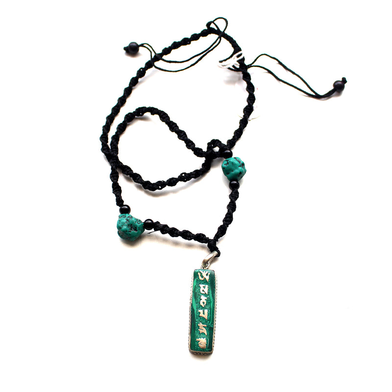 White Metal Om Mani Pendant - nepacrafts