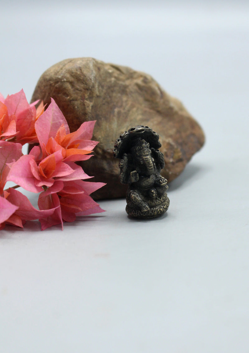 Brass Mini Ganesh on Seshnaag Statue