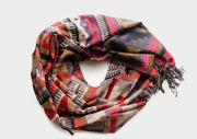 Traditional Purple and Red Printed Himalayan Yak Wool Shawl - nepacrafts