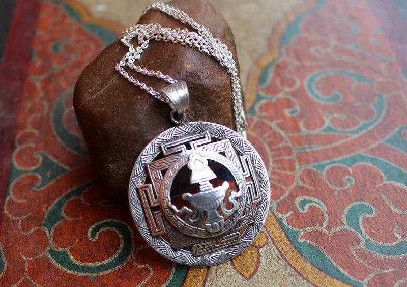 Lucky Symbol Treasure Vase Tibetan Pendant - nepacrafts