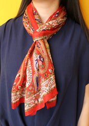Elegant and Fashionable Flower Printed Silk Summer Scarves - nepacrafts