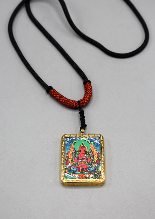 Aparmita Buddha Hand Painted Mini Thangka Amulet Pendant