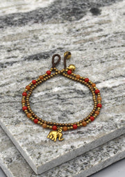 Elephant Charm Glass Beads Women's Anklet - nepacrafts