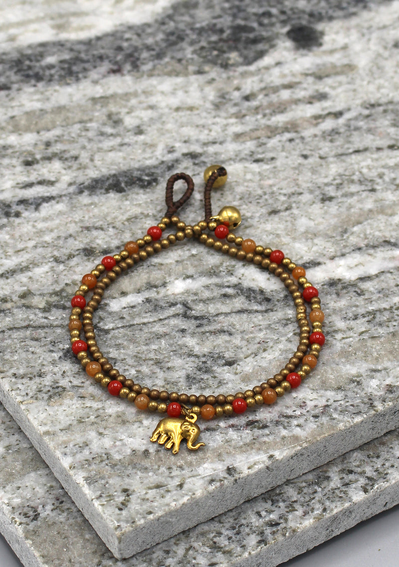Elephant Charm Glass Beads Women's Anklet - nepacrafts