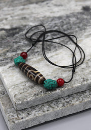 Two Eyed Dzi Beads Pendant - nepacrafts